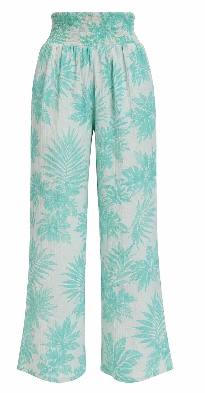 NEW FELICITE women's cotton gauze smocked pant in bermuda palm